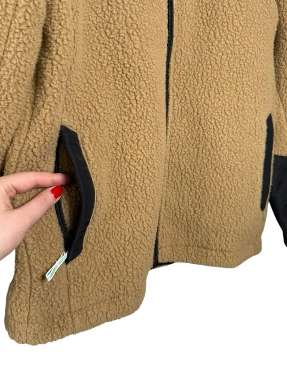 Vallier Polartec Fleece Sherpa Sweater Jacket Men's Size Small Tan Black